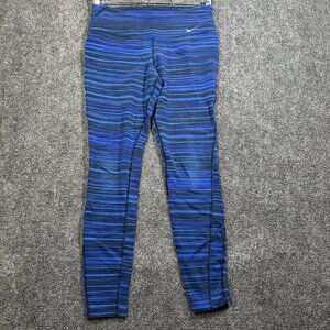 Nike Compression Pants Womens Small Dri Fit  Blue Stripe Cotton Blend